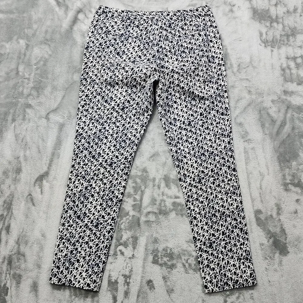 MICHAEL KORS Pants Womens‎ 8 Blue White Batik Print Skinny Leg Ankle Stretch